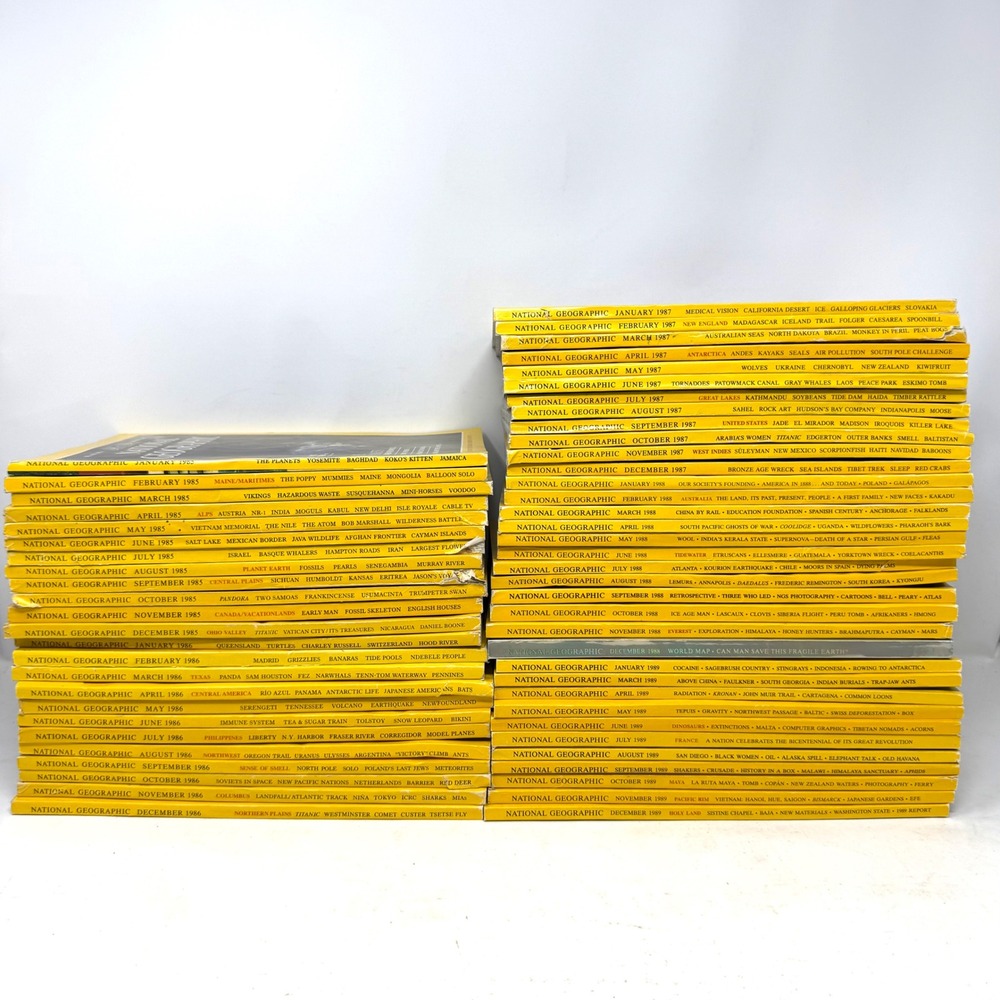 National Geographic Magazine Lot 1985-1989 Near Complete 59 Issues Afghan Girl